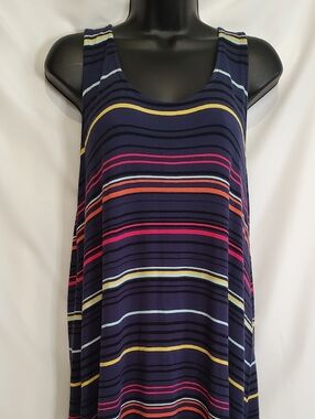 Maurices Navy Striped Swing Tank with Multicolor Bands